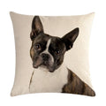 Axyaa Pug Pet Dog Pattern Cotton Linen Throw Pillow Cover for Home Decor
