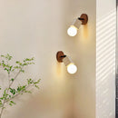 Axyaa White Glass Ball LED Wall Lights, Up Down Rotate Living Room Bedside Lamp