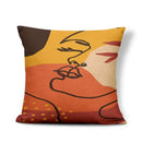 Axyaa Geometric Abstract Face Linen Cushion Cover 45x45Cm