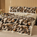 Axyaa Leopard Print Flannel Throw Blanket, Queen Size, Double Plush Comforter