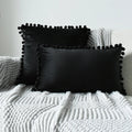 Axyaa Velvet Cushion Cover with Tassels Fringe - Soft Decorative Boho Pillows
