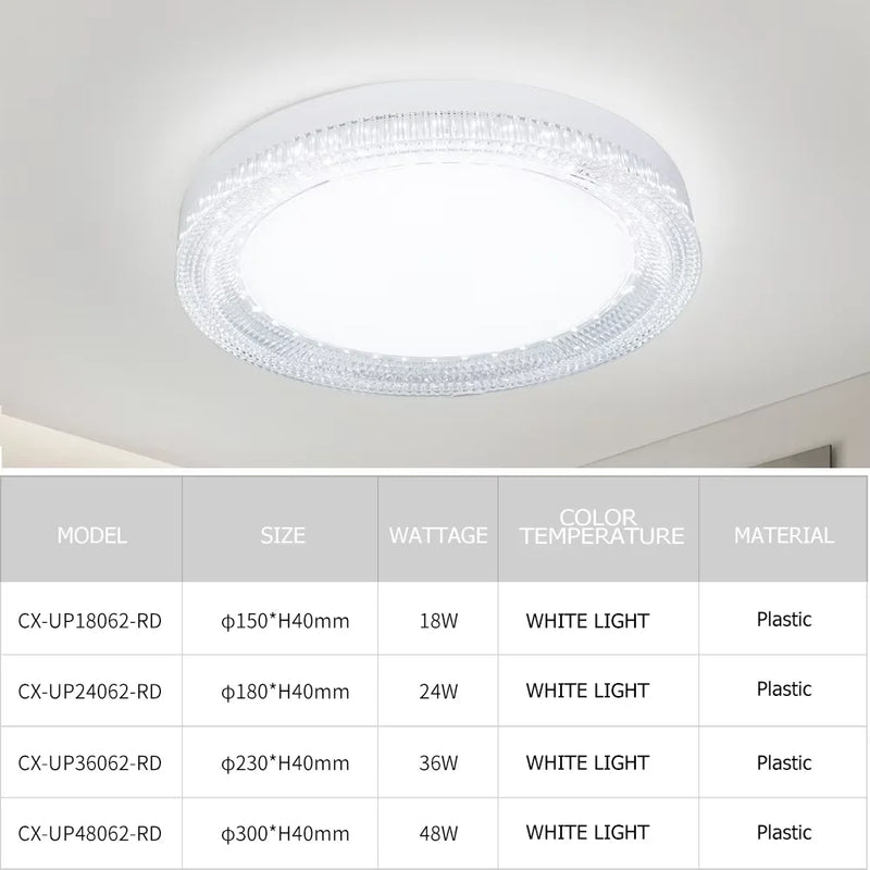 Axyaa Ultra Thin Round Crystal Ceiling Lamp - Cool White Light