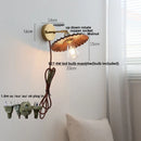 Axyaa Nordic LED Wall Sconce Walnut Wood Copper Pull Chain Switch Lamp