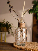 Rustic Glass Vase with Hemp Rope, Table Decor, Axyaa Transparent Living Room Decoration