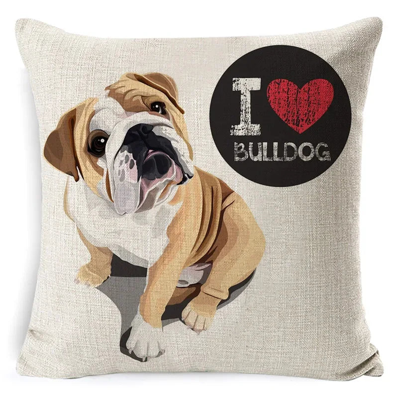 Dog Breed Cotton Linen Cushion Cover Set by Axyaa: Bull Terrier to Chihuahua & More