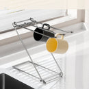 Axyaa Stainless Steel Foldable Rag Rack & Cup Storage: Kitchen Tabletop Organizer