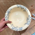 Axyaa Blue Floral Deep Plate - Elegant Medieval Style for Desserts and Salads