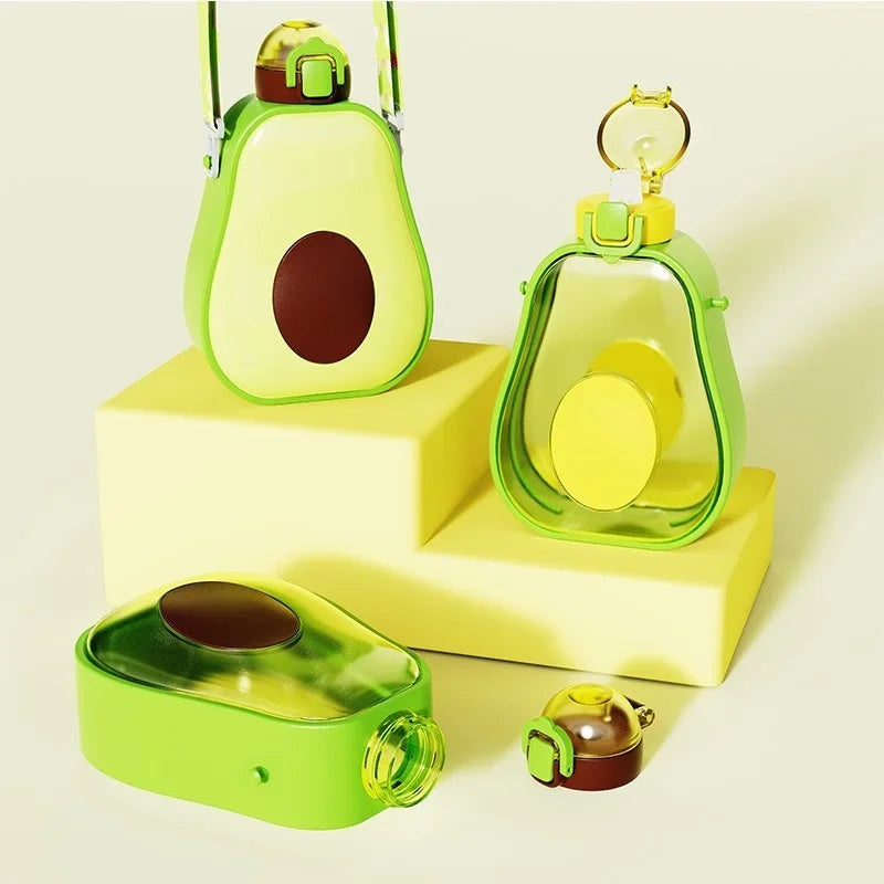 Axyaa Avocado Straw Water Bottle - Cute Creative Design for Kids Outdoor Sports