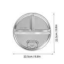 Axyaa 304 Stainless Steel Round Dinner Plate 3 Compartments Stackable Fruit Salad Plates