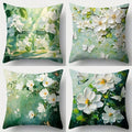 Axyaa Green Fresh Flower Sofa Pillow Case Set, 4 Pieces