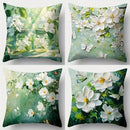 Axyaa Green Fresh Flower Sofa Pillow Case Set, 4 Pieces