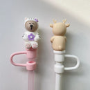 Axyaa Cherry Blossom Bear Deer Straw Cover for Starbucks Tumbler