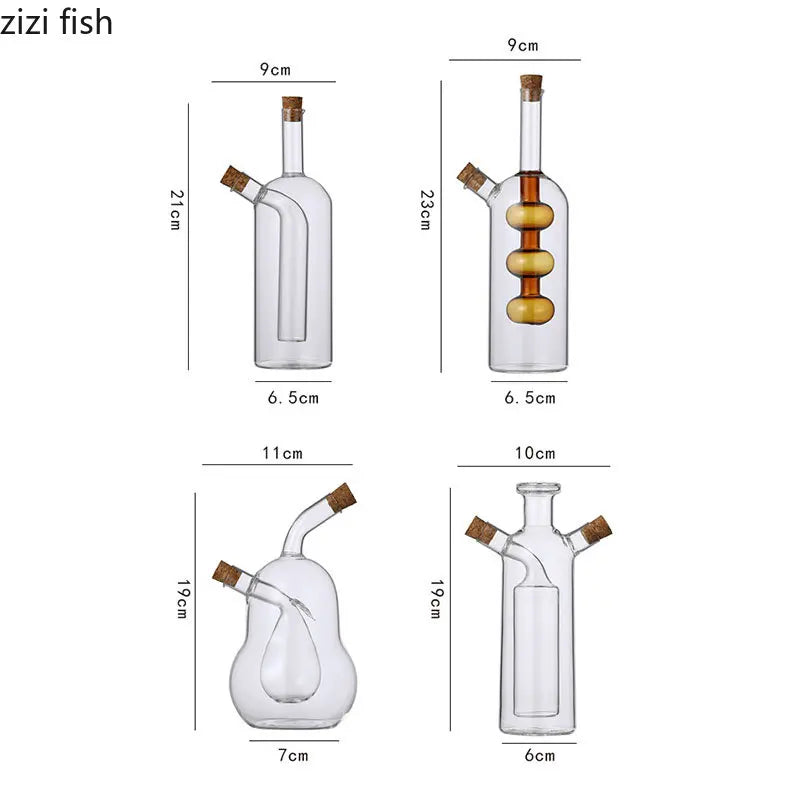 Axya Double Layer Glass Oil Jug Seasoning Container Kitchen Organizer