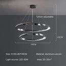 Axyaa Black Ring LED Chandelier: Modern Art Design for Living Room, Bedroom, Dining Room