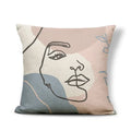 Axyaa Geometric Abstract Face Linen Cushion Cover 45x45Cm