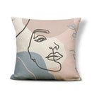 Axyaa Geometric Abstract Face Linen Cushion Cover 45x45Cm