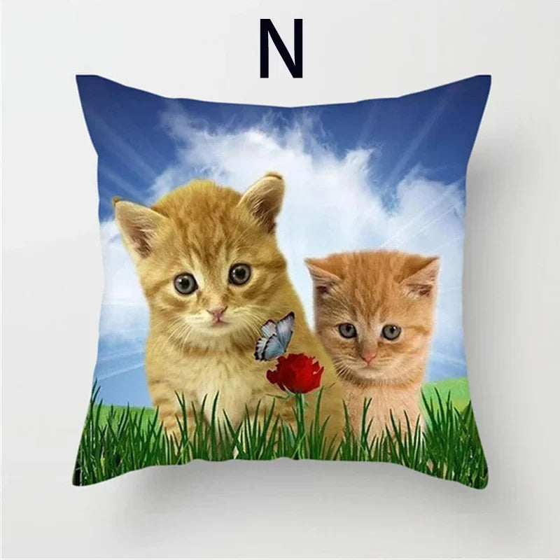 Cat Pattern Cushion Cover 45x45cm - Ideal Sofa & Home Decor Gift by Axyaa