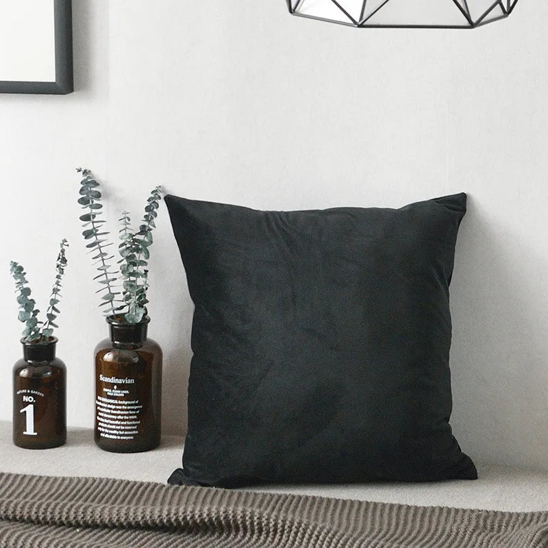 Axyaa Velvet Pillow Cover 45x45 cm Ultra Soft Black Nordic Style Home Decor