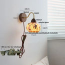 Axyaa Tiffany Style Shell Glass LED Wall Light with Copper Arm