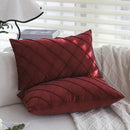 Red Velvet Plaid Cushion Covers 30x50cm Romantic Valentine's Day Decorative Pillows for Sofa