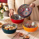 Axyaa Bohemian Ceramic Bowls - Versatile for Cereals, Soups, Pasta, and Salads