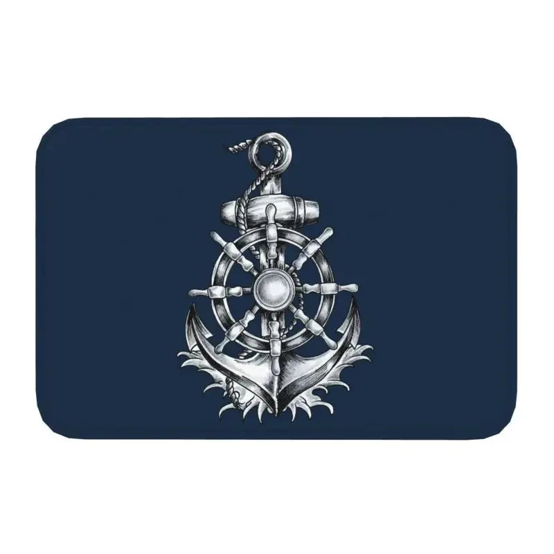 Axyaa Nautical Compass Anchor Rudder Printed Small Non-slip Doormat