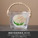 Axyaa Hand-painted Glass Fruit Plate Rattan Portable High-end Coffee Table Basket