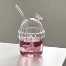 Axyaa Butterfly Glass Cup: Transparent Sphere Tea Girl Cup, High Aesthetic & Heat-resistant