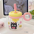 Axyaa Cute Cat Water Bottle with Straw Cap and Handle - 950ml Gym Travel Tumbler