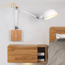 Axyaa Nordic Wood Wall Lamp with Switch, Adjustable Bedside Light, E27 Socket