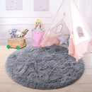 Axyaa Plush Round Rug: Soft Fluffy Living Room Carpet, Kids Bedroom Mat, Balcony Cushion