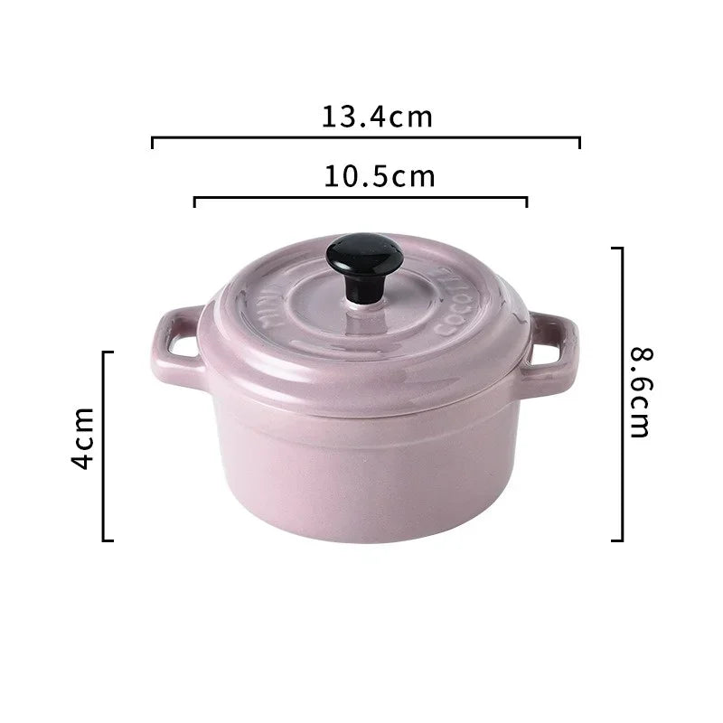Axyaa Ceramic Breakfast Bowl Ramekins with Lids - Oven Safe Mini Casserole Souffle