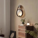 Axyaa Leather Frosted Glass Wall Light with Metal Ring for Parlor & Bedroom
