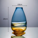 Axyaa Blue Amber Gradient Glass Vase Hydroponic Flower Pots Desk Decoration Artificial Flower Arrangement