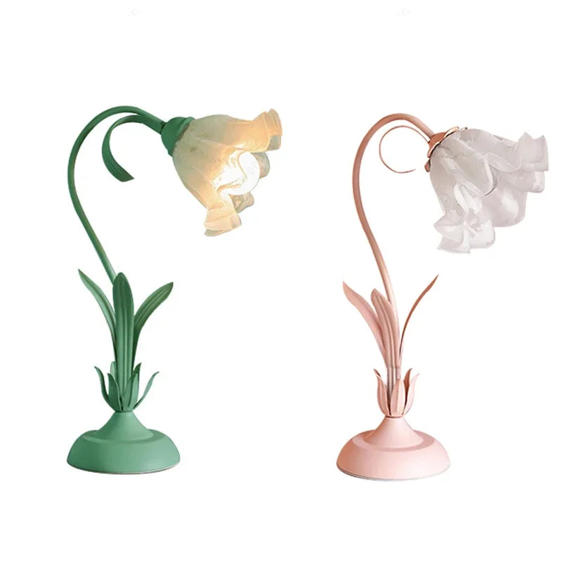 Axyaa Pink Flower LED Table Lamp - Modern Princess Bedroom Decor