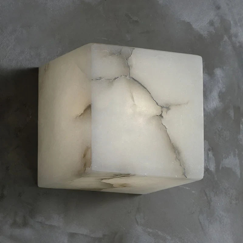 Axyaa Cube Marble Wall Lamp Natural Stone LED Sconce Lighting Fixtures