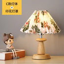 Axyaa Nordic Retro Ceramic Desk Lamp with Wood Grain Design
