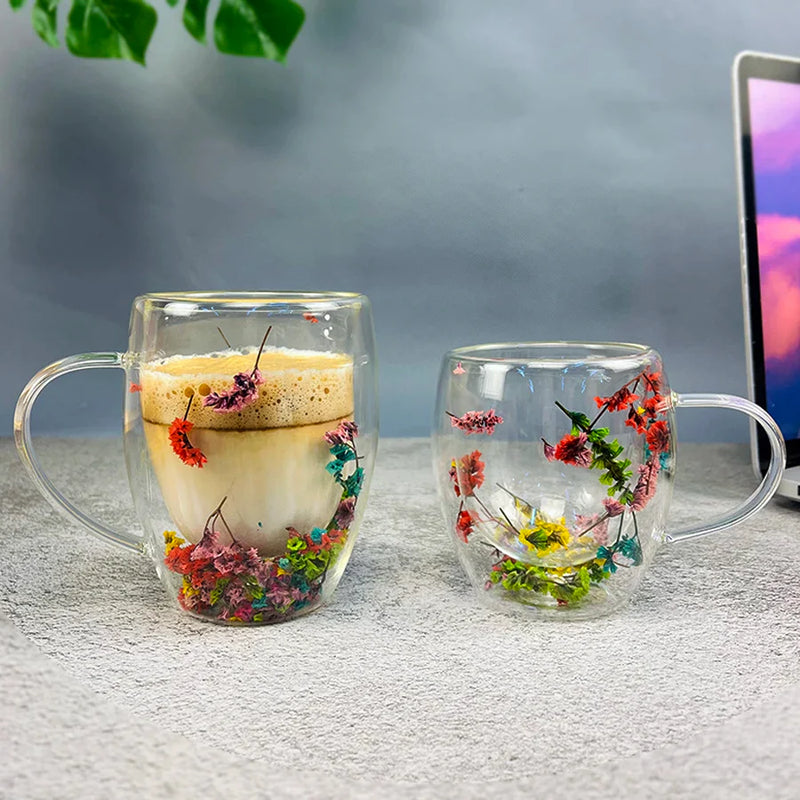 Axya Double Wall Glass Coffee Mugs - Insulated Cup for Hot & Cold Beverages