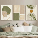 Boho Green Canvas Print Posters Tropical Leaves Abstract Shapes Illustrations Wall Art by Axyaa