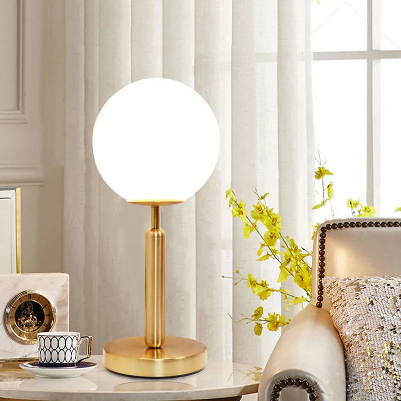 Axya LED Glass Ball Brass Table Lamp: Luxury Home Decor for Living Room Bedroom Office Study