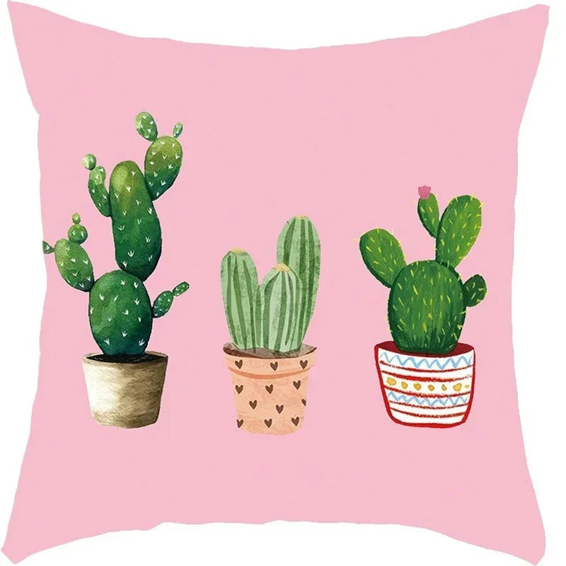 Axyaa Tropical Cactus Potted Pillowcase for Home and Office Decor