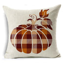 Axyaa Thanksgiving Pumpkin Maple Leaves Linen Cushion Cover for Home Decor
