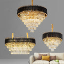 Axyaa Black Gold Metal LED Chandelier Modern Lustre Crystal Hanging Lamp