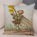 Axyaa Flower Girl Cushion Set - Fairy Tale Decor for Living Room, Bedroom Sofa