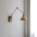 Axyaa Copper LED Swing Arm Wall Light Fixture Nodic Walnut Design