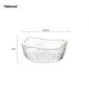 Axyaa Japanese Style Iceberg Glass Bowl with Gold Rim, Large Size