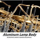 Axyaa Gold Metal Branch Chandelier with Glass Water Drop Crystals