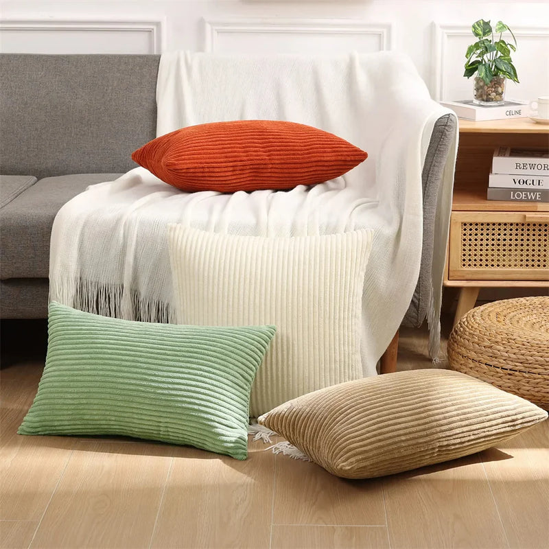 Axyaa Corduroy Cushion Cover - Soft Fluffy Luxury Pillow Case for Home Sofa