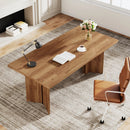 Axyaa 63" Vintage Executive Desk: Farmhouse Wood Home Office Computer Table