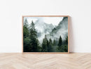 Axyaa Foggy Mountain Forest Canvas Poster for Modern Living Room Decor
